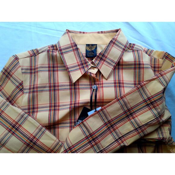 SOHO Babe Camel Yellow Plaid Woven LS Button Shirt JR. Size Large NWT - Picture 7 of 14